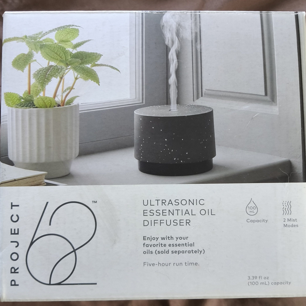 Project 62 Black Ultrasonic Essential Oil Diffuser New